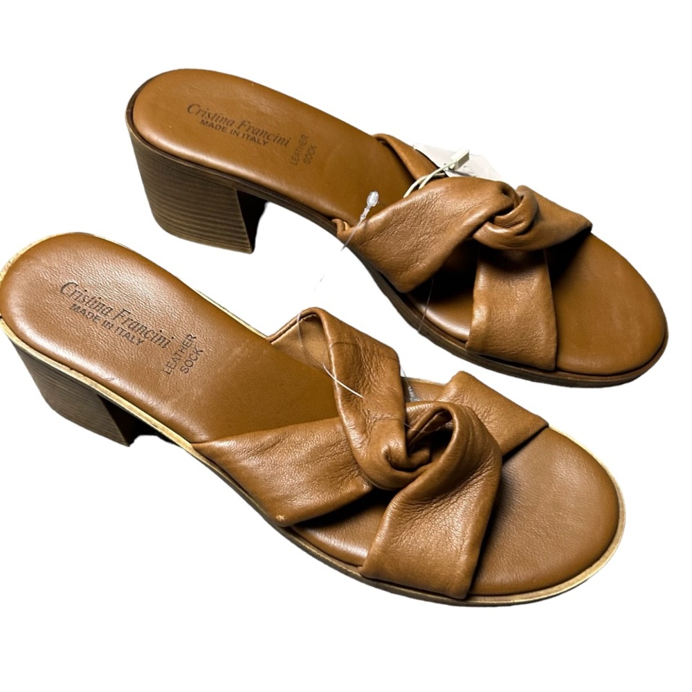 NEW! Cristina Francini  Leather Sock Open Toe Comfy Sandals Size 9.5